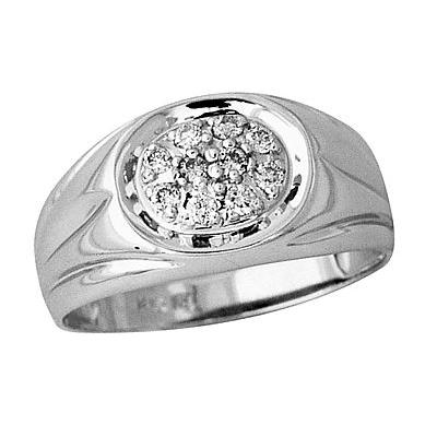 Mens Diamond Ring in 14kt White Gold