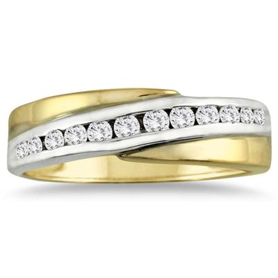 14k Two-tone Diamond Channel Men
