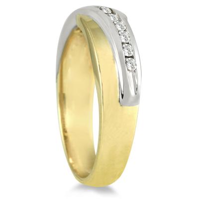 14k Two-tone Diamond Channel Men