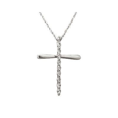 Diamond Cross Pendant in 14K White Gold