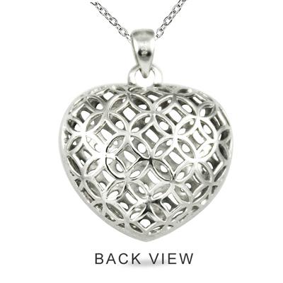 1 Carat Ruby Heart Puff Pendant in .925 Sterling Silver