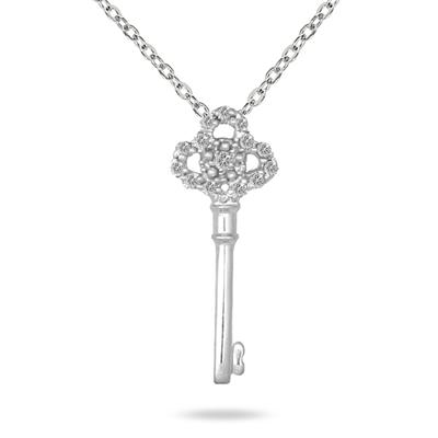 1/10 Carat Diamond Key Pendant in .925 Sterling Silver