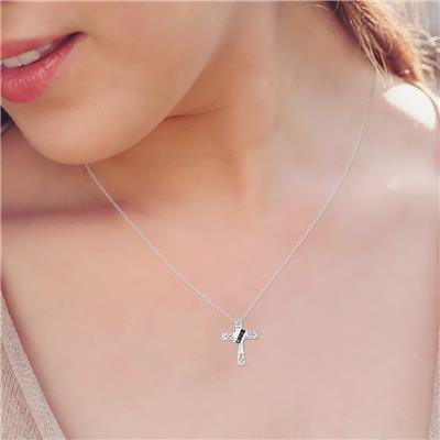 Black Diamond Pendant in 10k White Gold