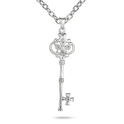 Diamond Key Pendant in .925 Sterling Silver