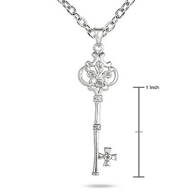 Diamond Key Pendant in .925 Sterling Silver