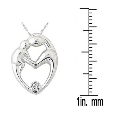 Mother and Baby Diamond Pendant in .925 Sterling Silver