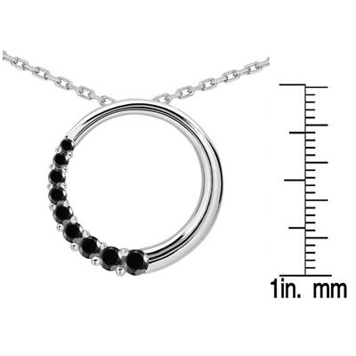 3/4 CTW Black Diamond Circle Journey Pendant in 10K White Gold