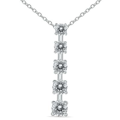 Certified 3/4 Carat TW Diamond Journey Pendant in 14K White Gold