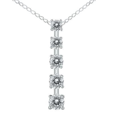 Certified 1 Carat TW Diamond Journey Pendant in 14K White Gold