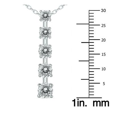 Certified 1 Carat TW Diamond Journey Pendant in 14K White Gold