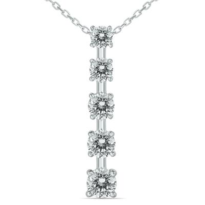 Certified 1 1/2 Carat TW Diamond Journey Pendant in 14K White Gold