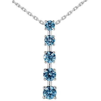 1.00 CTW Blue Diamond Journey Pendant in 10K White Gold