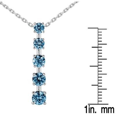 1.00 CTW Blue Diamond Journey Pendant in 10K White Gold