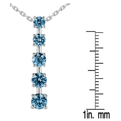 1 1/2 CTW Blue Diamond Journey Pendant in 14K White Gold