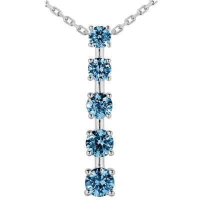 2CTW Carat Blue Diamond Journey Pendant in 10K White Gold