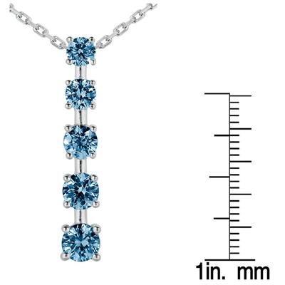 2CTW Carat Blue Diamond Journey Pendant in 10K White Gold