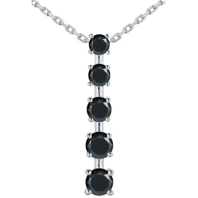1 1/2 CTW Black Diamond Journey Pendant in 14K White Gold