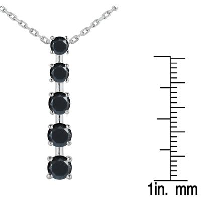 1 1/2 CTW Black Diamond Journey Pendant in 14K White Gold