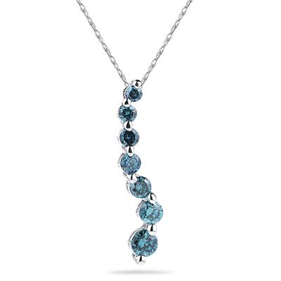 1/4 CTW Blue Diamond S Journey Pendant in 14K White Gold