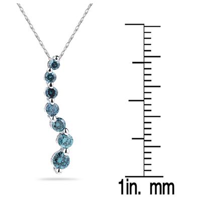 1/4 CTW Blue Diamond S Journey Pendant in 14K White Gold