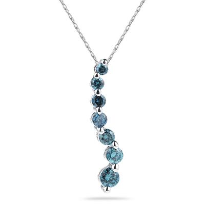 3/4 CTW Blue Diamond S Journey Pendant in 14K White Gold