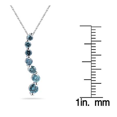 3/4 CTW Blue Diamond S Journey Pendant in 14K White Gold