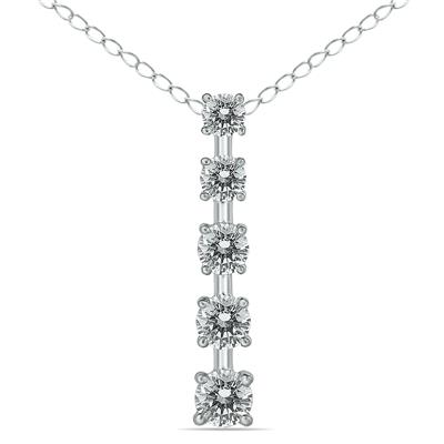 Certified 1/2 Carat TW Diamond Journey Pendant in 14K White Gold