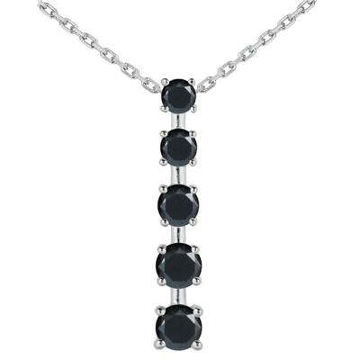 3/4 CTW Black Diamond Journey Pendant in 14K White Gold