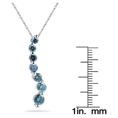 2.00 Carat Blue Diamond S Journey Pendant 14K White Gold