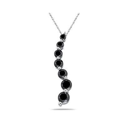 1/4 Carat Black Diamond S Journey Pendant in 14K White Gold