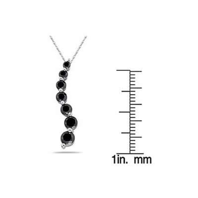 1 1/2 Carat Black Diamond S Journey Pendant in 14K White Gold