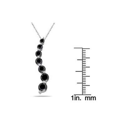 2.00 Carat Black Diamond S Journey Pendant in 14K White Gold
