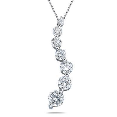 3/4 Carat Diamond Journey Pendant in 14K White Gold (H-I, SI2-SI3)