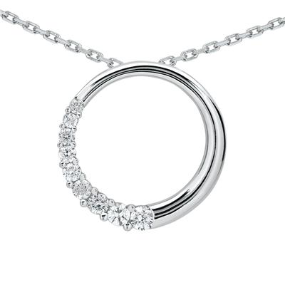 1/4 CTW Diamond Circle Journey Pendant in 10K White Gold
