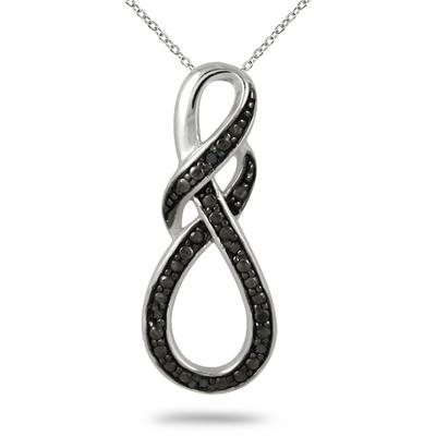 Black Diamond Swirl Pendant in .925 Sterling Silver