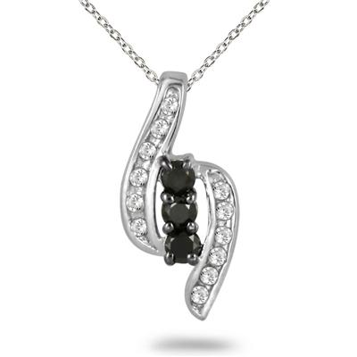 1/4 Carat T.W Black and White Diamond Pendant in .925 Sterling Silver