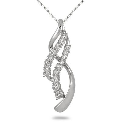 Diamond Double Twist Pendant in .925 Sterling Silver Sterling Silver