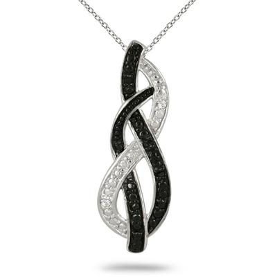 Black and White Diamond Pendant in .925 Sterling Silver