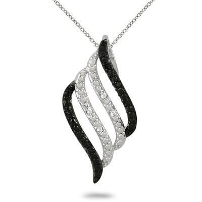 Black and White Diamond Pendant in .925 Sterling Silver