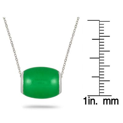 10mm All Natural Green Jade Barrel Pendant in .925 Sterling Silver