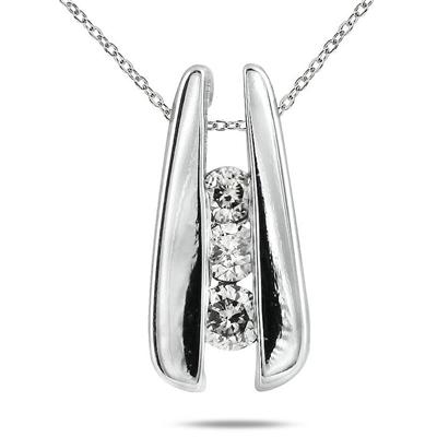 1/4 Carat Three Stone Diamond Pendant in 14K White Gold