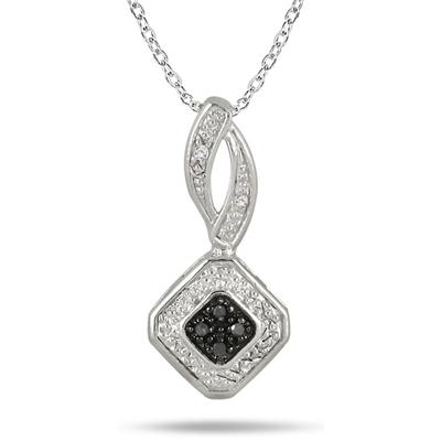 Black and White Diamond Pendant in .925 Sterling Silver
