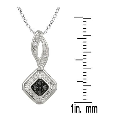 Black and White Diamond Pendant in .925 Sterling Silver