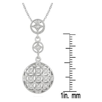 Byzantine Diamond Circle Pendant in .925 Sterling Silver