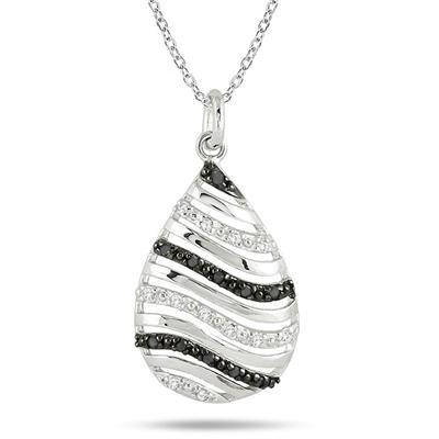 1/10 Carat T.W Black and White Diamond Pendant in .925 Sterling Silver