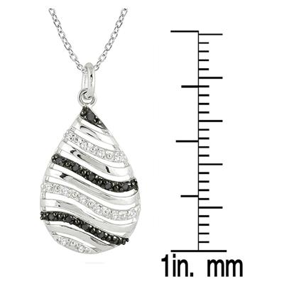 1/10 Carat T.W Black and White Diamond Pendant in .925 Sterling Silver