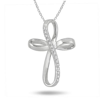 1/6 Carat T.W Diamond Cross Pendant in .925 Sterling Silver
