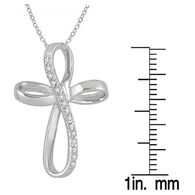1/6 Carat T.W Diamond Cross Pendant in .925 Sterling Silver