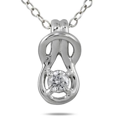 1/6 Carat Diamond Love Knot Pendant in 10K White Gold