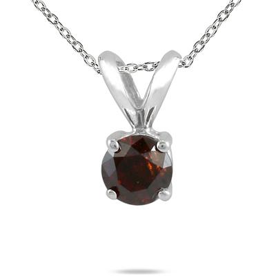 1/4 CTW Cognac Diamond Pendant in 14K White Gold